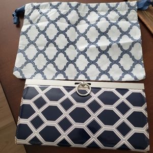 Ellen Allen Annapolis Oxford Clutch Steel Navy NWOT